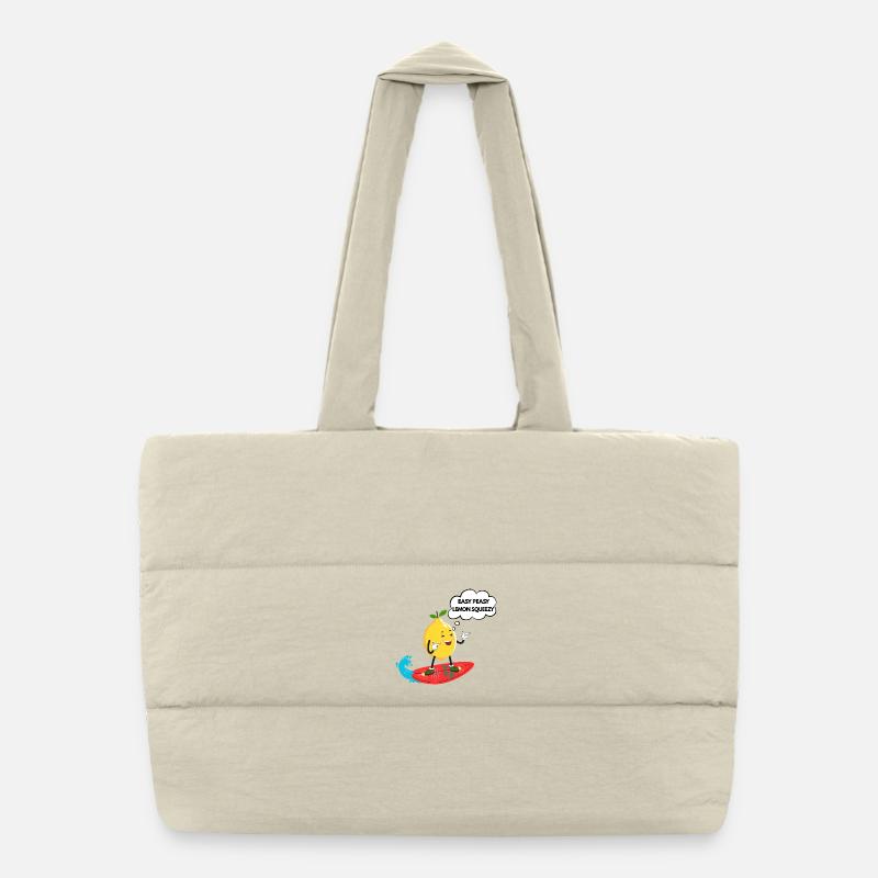 Humorous lemon surfer Puffer Shopping Bag