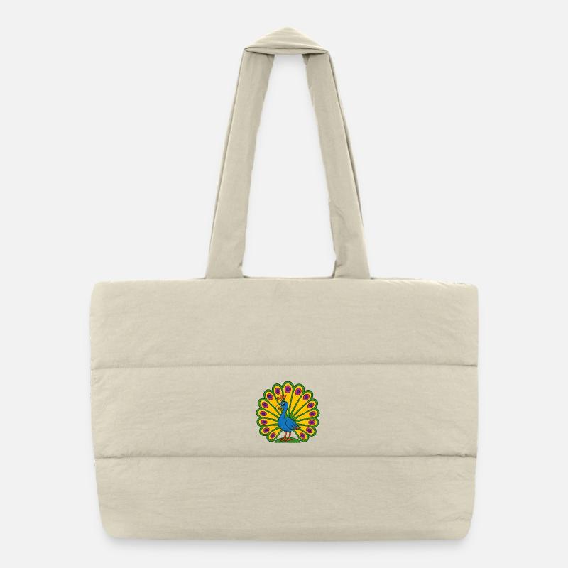 Éventail de paon vif Sac shopping matelassé