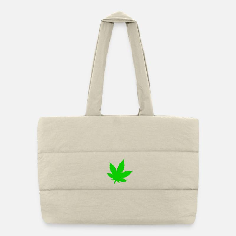 Green Leaf Silhouette Puffer Shopping Bag