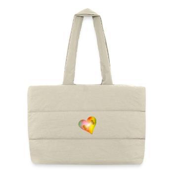 Cœur arc-en-ciel avec des os de chien - Sac shopping matelassé - blanc naturel - Devant