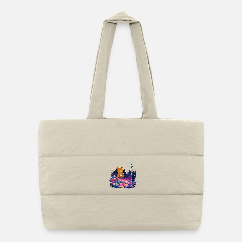 Ours dans un canoë coloré dans un pays au néon Sac shopping matelassé