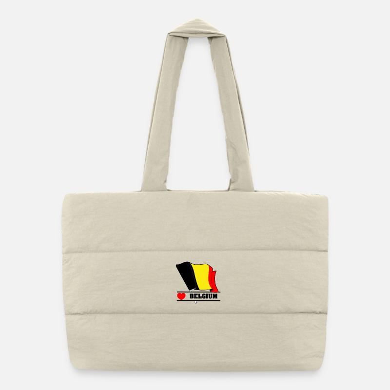 Drapeau belge avec cœur Sac shopping matelassé