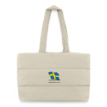 SCHWEDEN-Flagge – Benutzerdefinierter Text - Puffer-Einkaufstasche - Naturweiß - Vorne