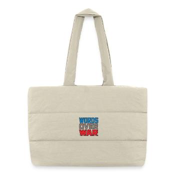 WORDS OVER WAR #2 - let's talk - Sac shopping matelassé - blanc naturel - Devant