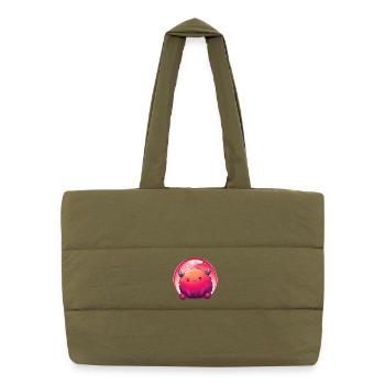 Dégradé du visage de monstre duveteux - Sac shopping matelassé - safari green - Devant