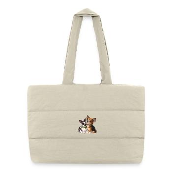 Dwarf Rabbits Paulinchen and Chihuahua Dexter - Puffer Shopping Bag - natural - Front
