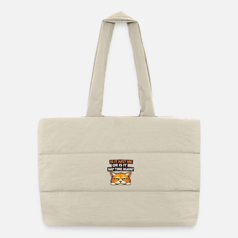 Nap Time Cat Meme Puffer Shopping Bag