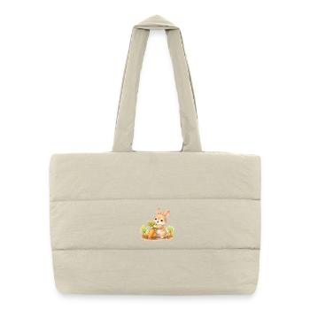 Cute bunny harvesting carrot in the garden - Puffer Shopping Bag - natural - Front