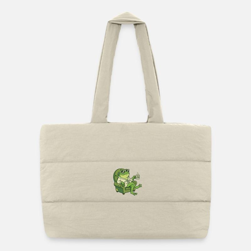 dessin animé drôle de grenouille Sac shopping matelassé
