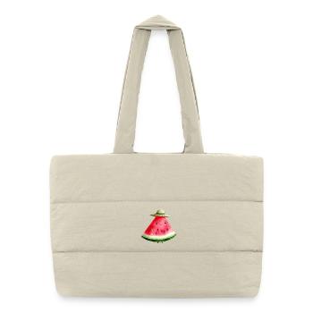 Pastèque Kawaii avec chapeau de soleil - Sac shopping matelassé - blanc naturel - Devant