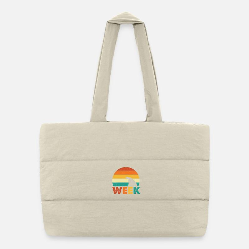 Minimal Shark Week Ocean Marine Style Puffer Shopping Bag
