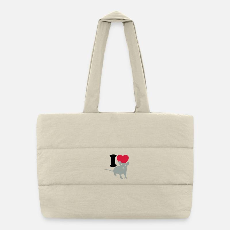 I love rats - Ich liebe Ratten Puffer-Einkaufstasche