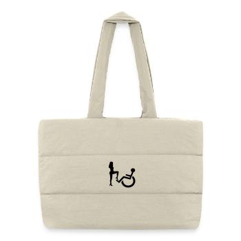 Cute lady versus wheelchair user Humor shirt* - Puffer Shopping Bag - natural - Front
