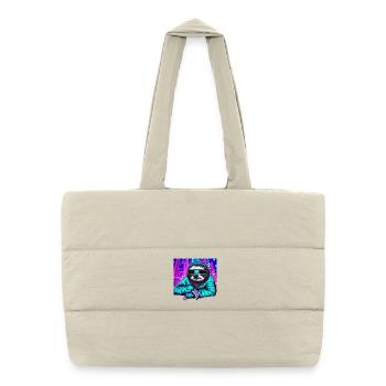 Retrowave Sloth - Peinture Ukiyo-e - Sac shopping matelassé - blanc naturel - Devant