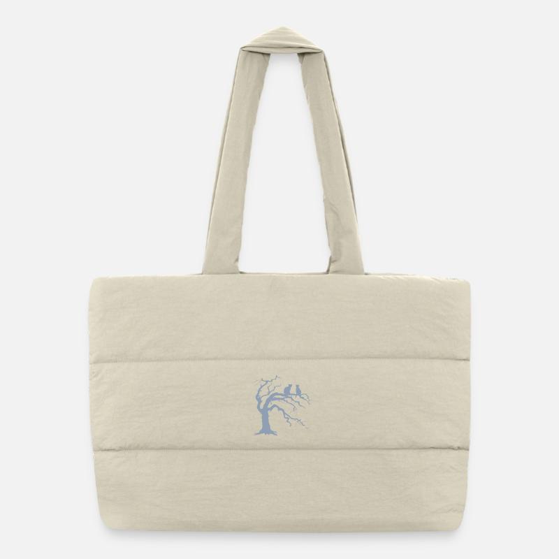 Arbre mort avec 2 silhouettes de chats Sac shopping matelassé