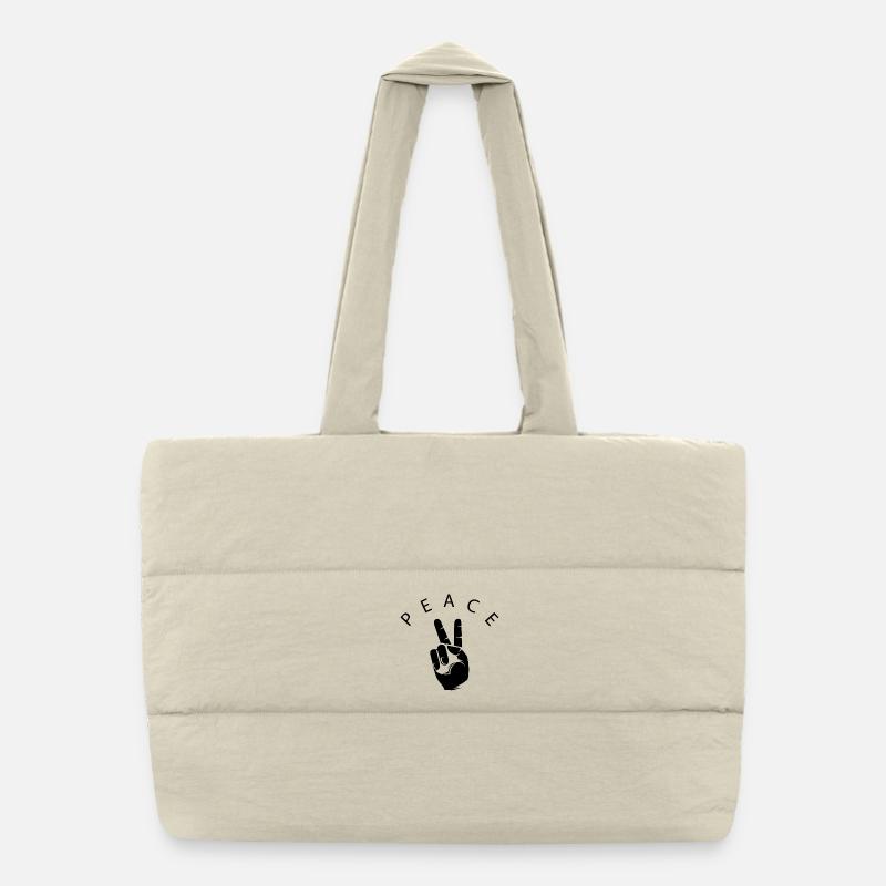 Paix Main Symbole de la Paix Logo Monde Main Doigt Sac shopping matelassé