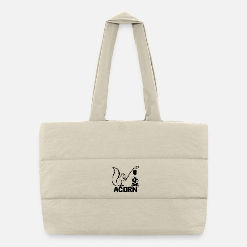 Acorn - Hungriges Eichhörnchen [Schwarz] Puffer-Einkaufstasche