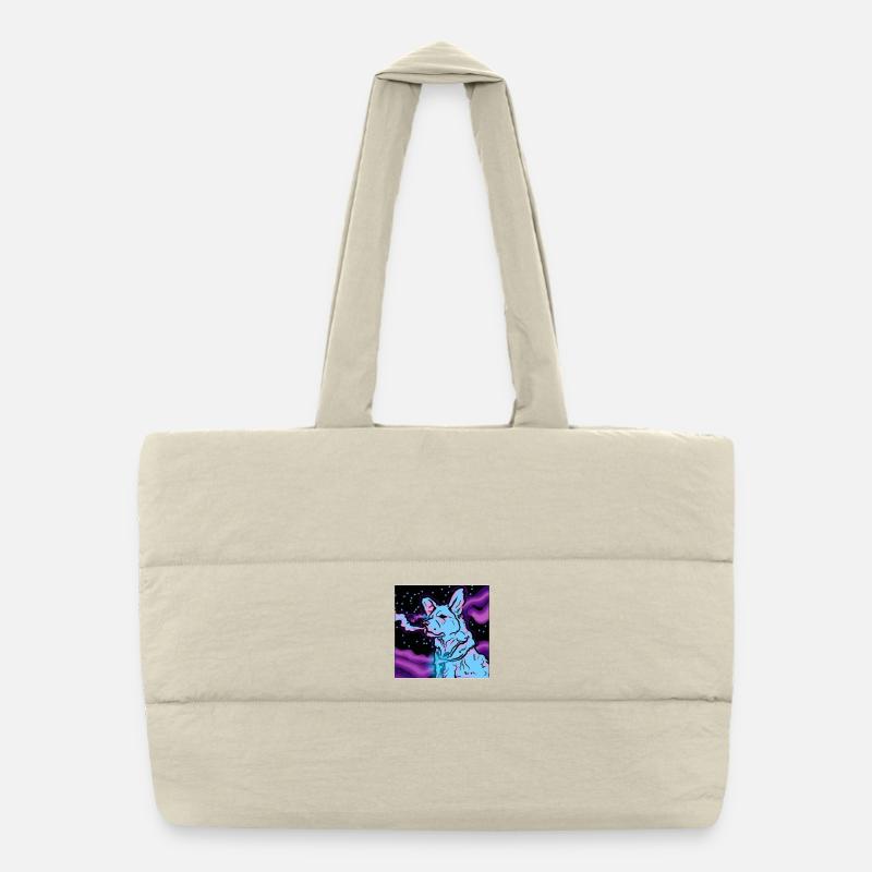 Vaping dog in space. Puffer Shopping Bag