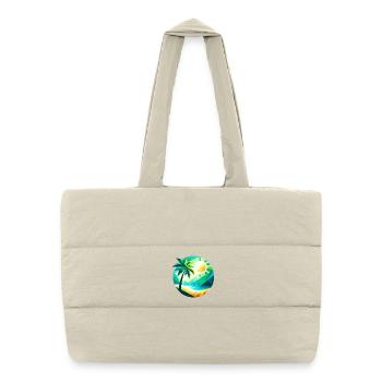 Palme in einer Bucht im Polygon-Stil - Gesteppte Shopping Bag - Naturweiß - Vorne