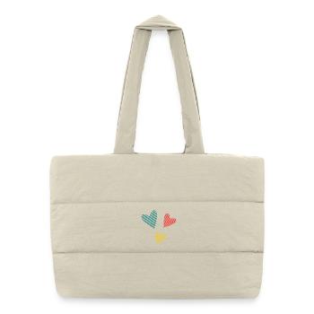 CŒUR. PAPA. MAMAN. EVJF. BEBE. ENFANT. COEUR. FÊTE - Sac shopping matelassé - blanc naturel - Devant