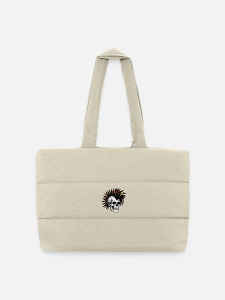 Irokese Deutschland Punker Fussballfan Skull - Gesteppte Shopping Bag - Naturweiß