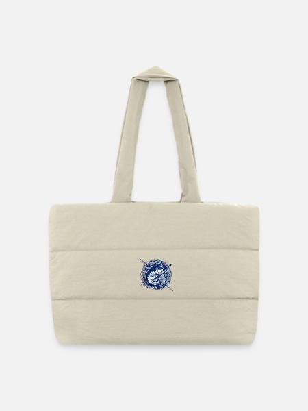 Frogfish with water bubbles design - Puffer Shopping Bag - natural