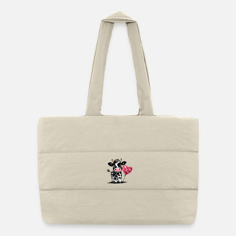 Mignon veau avec ballon coeur - vache veau Sac shopping matelassé