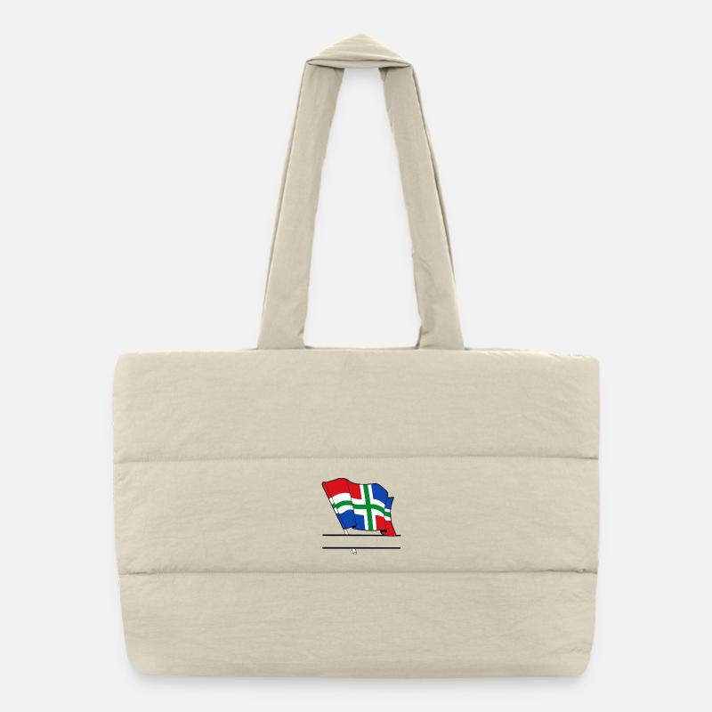 Drapeau Groningue bannière de texte Sac shopping matelassé
