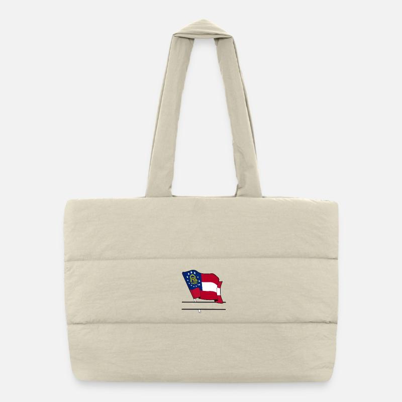 Drapeau Géorgie bandeau de texte Sac shopping matelassé