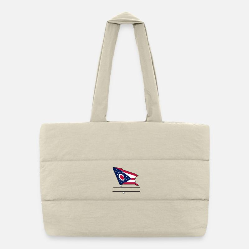 Flagge Ohio Textbanner Puffer-Einkaufstasche