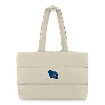 Bannière de texte du drapeau du Dakota du Nord - Sac shopping matelassé - blanc naturel - Devant