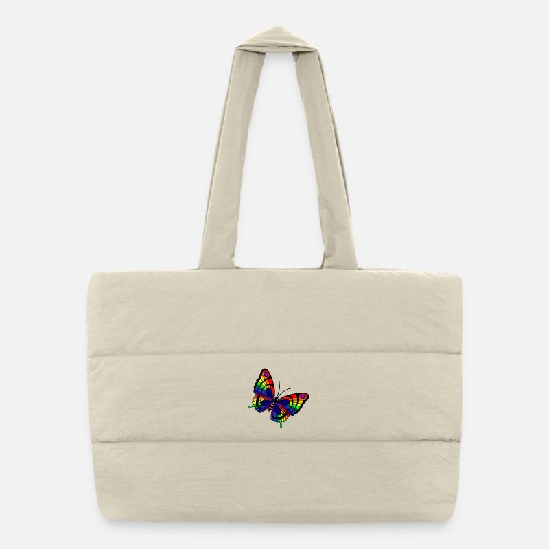 Regenbogen Schmetterling LGBTQ+ Puffer-Einkaufstasche
