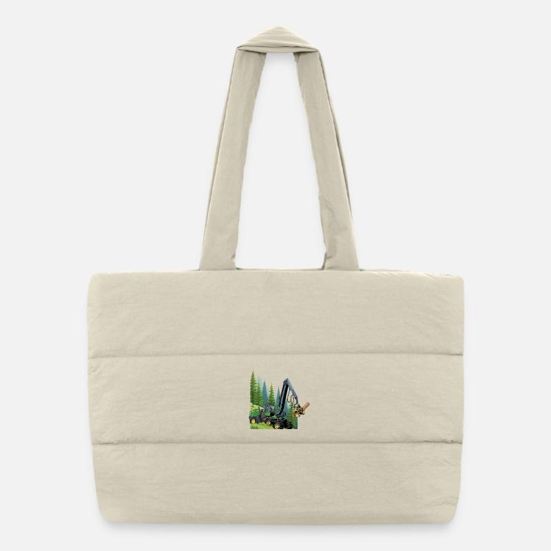 Récolteuse, moissonneuse en forêt Sac shopping matelassé