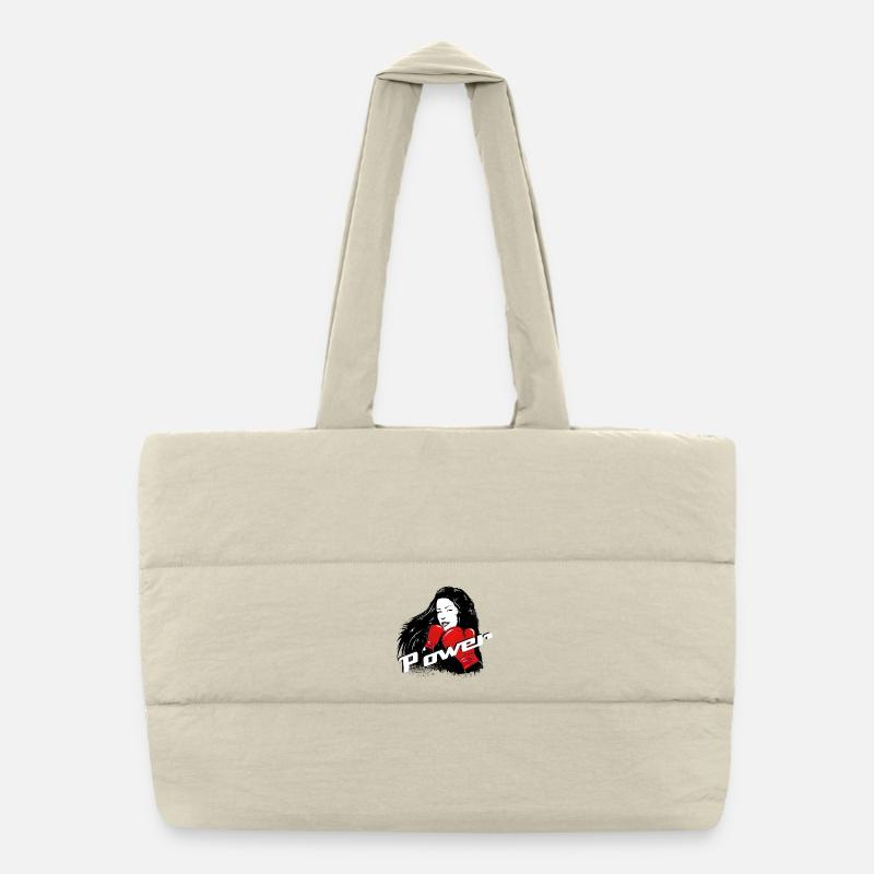 Boxer avec lettrage puissant – motif féminin fort Sac shopping matelassé