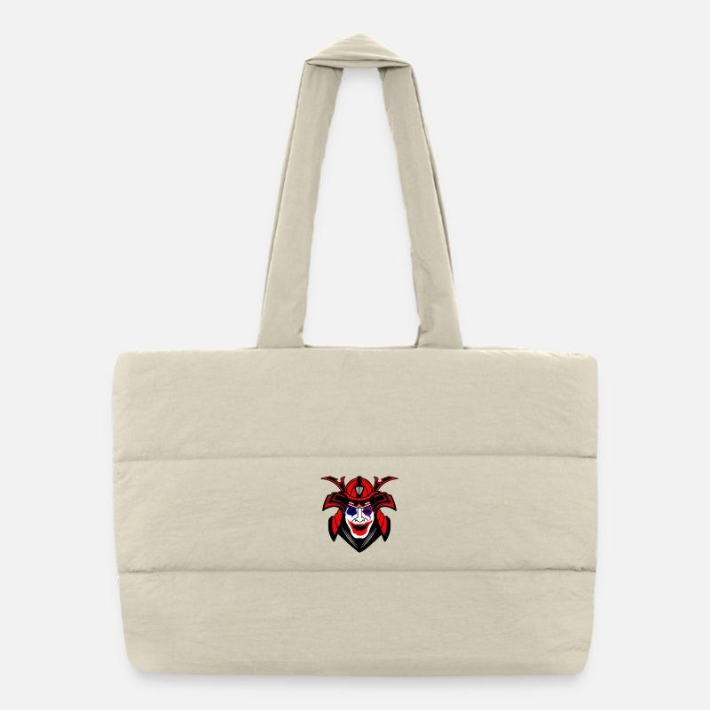 Glücklicher Samurai mit Menpo Maske Puffer-Einkaufstasche