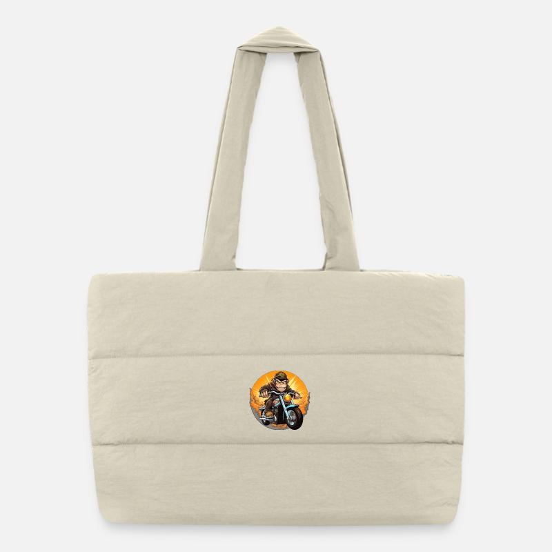 Monkey Motorcycle / Motorcyclist Monkey Puffer Shopping Bag