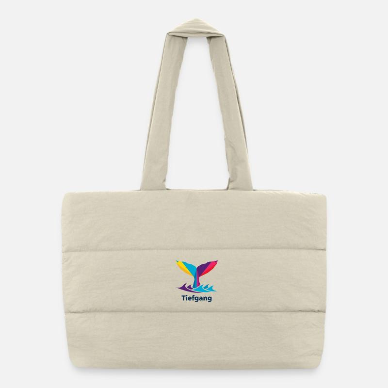 Abstract colorful whale fin with "draught" - Puffer Shopping Bag - natural