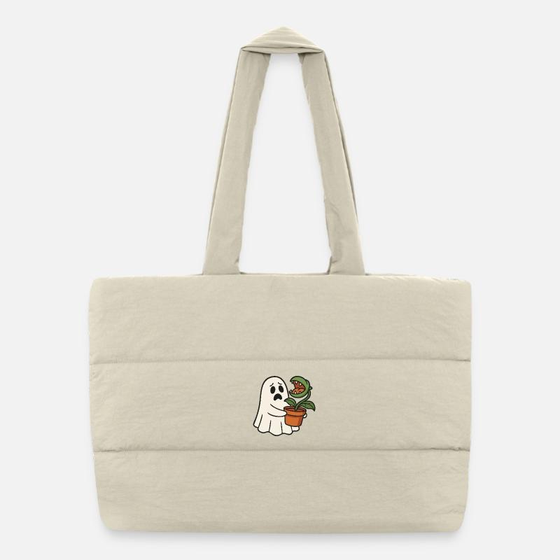 Fantôme mignon avec une plante carnivore Sac shopping matelassé