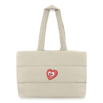 Kawaii Herz Charakter Illustration - Puffer-Einkaufstasche - Naturweiß - Vorne