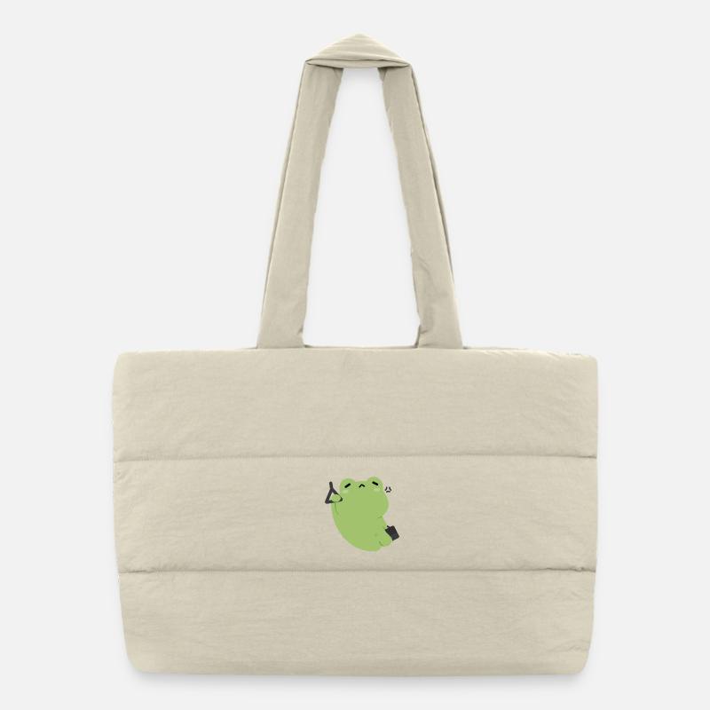 Tired Green Frog Commute Puffer Shopping Bag