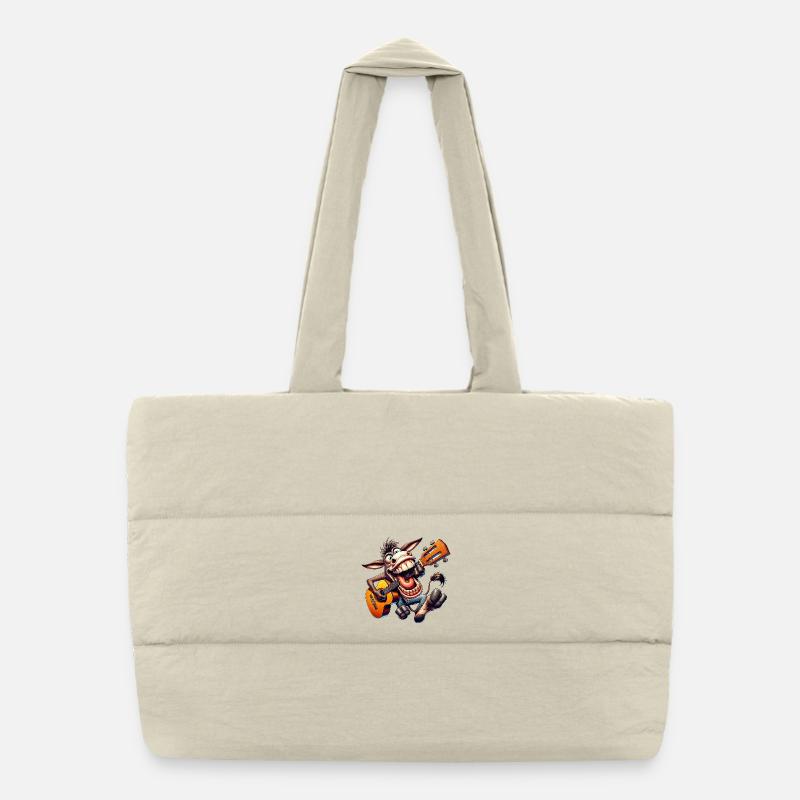 Drôle d’âne avec guitare musicien de dessin animé Sac shopping matelassé