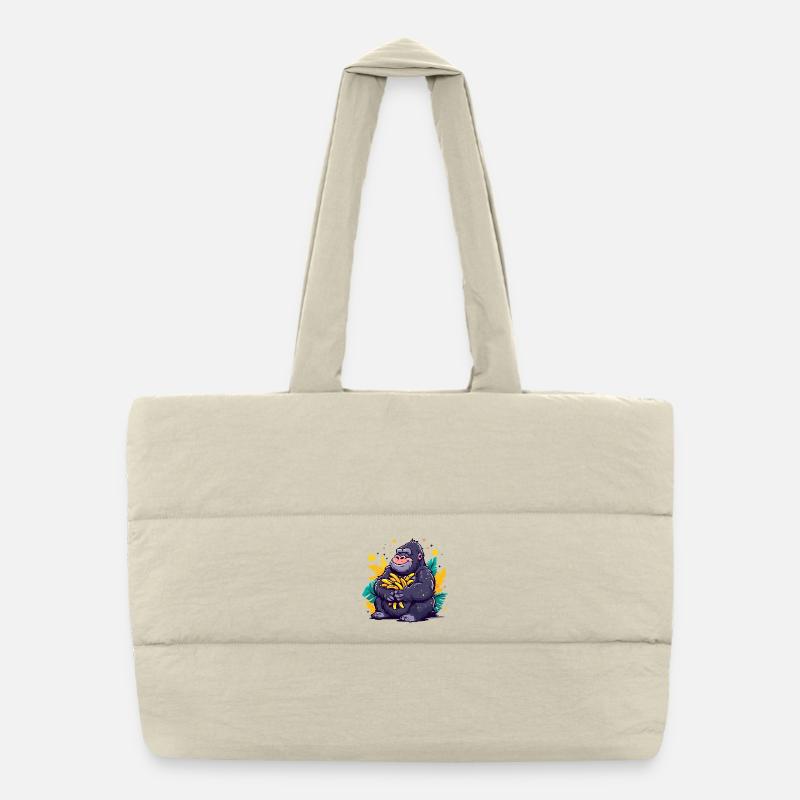 Motif câlin gorille banane Sac shopping matelassé