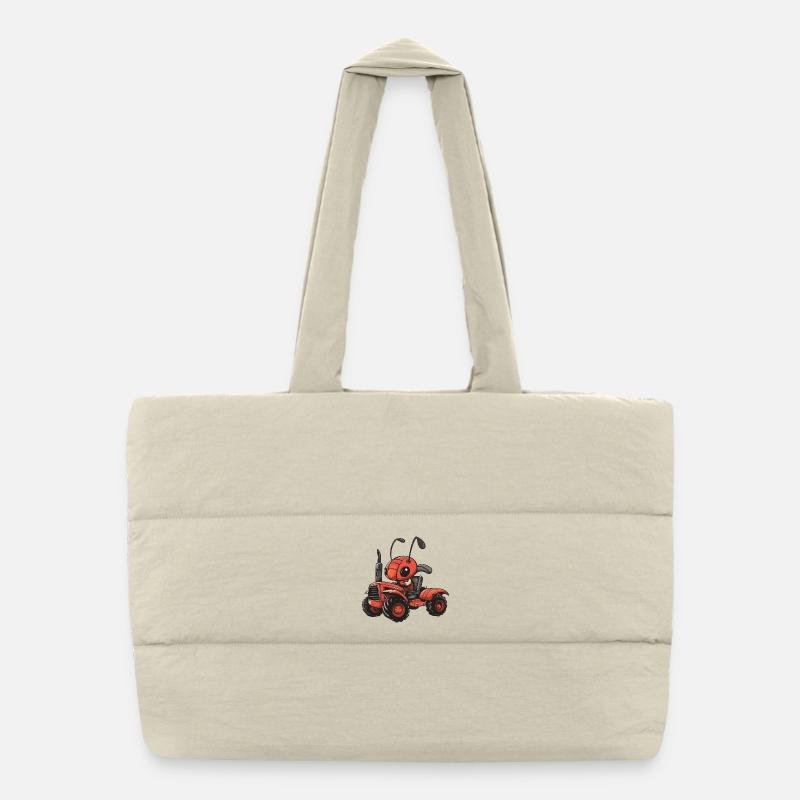 Ant Tractor Farmer Puffer Shopping Bag