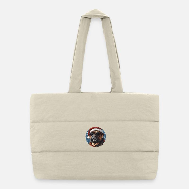Le Dogue allemand du Père Noël avec des lunettes de soleil Sac shopping matelassé