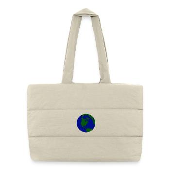 Globule minimal : Terre en bleu-vert - Sac shopping matelassé - blanc naturel - Devant