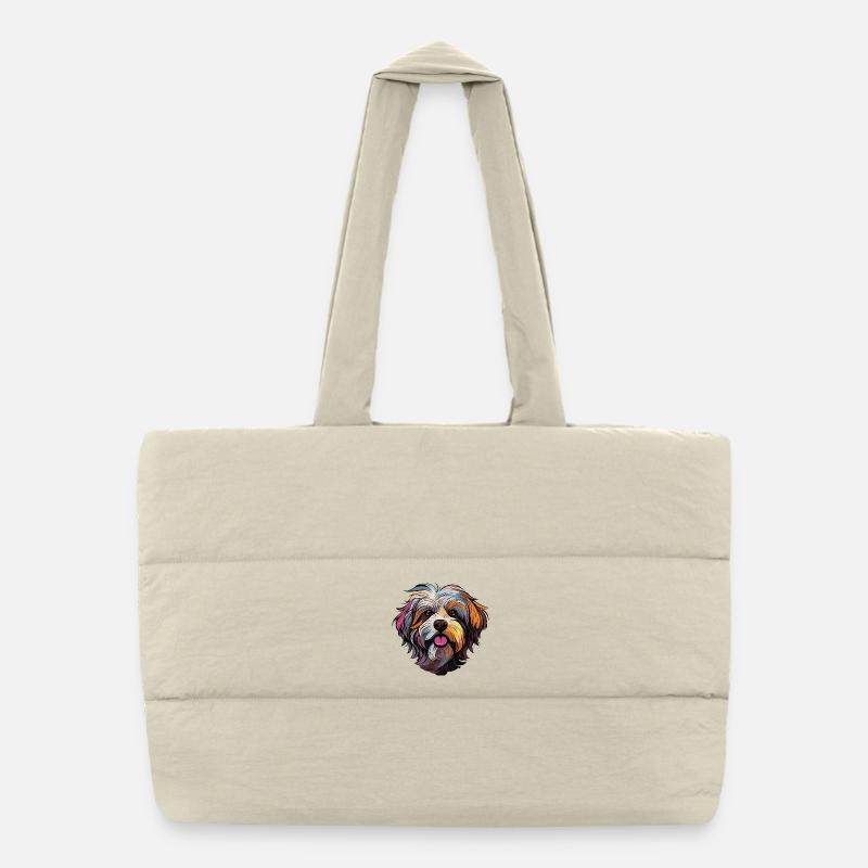 hund comic Puffer-Einkaufstasche