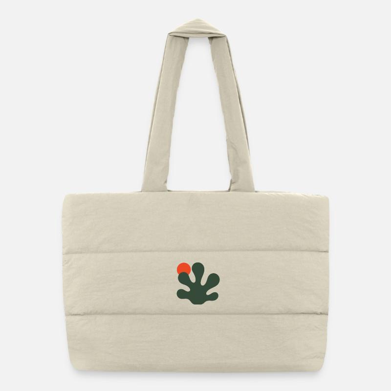 Abstract Green Splash with Orange Accent Puffer Shopping Bag
