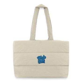 Help Me Blue Script Logo - Puffer Shopping Bag - natural - Front