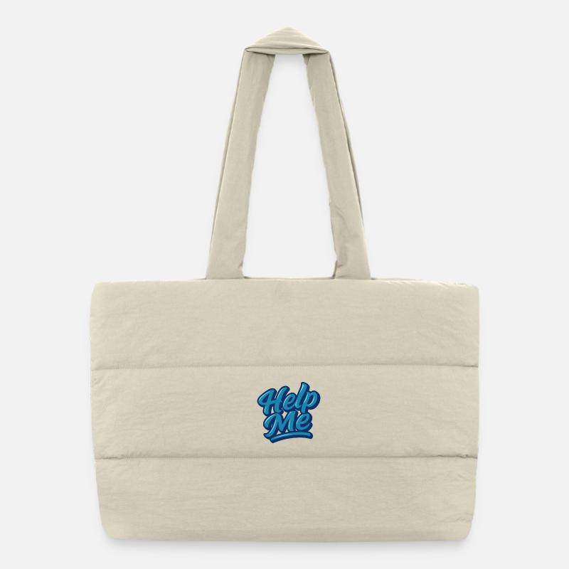 Hilfe Me Blau Script Logo Puffer-Einkaufstasche