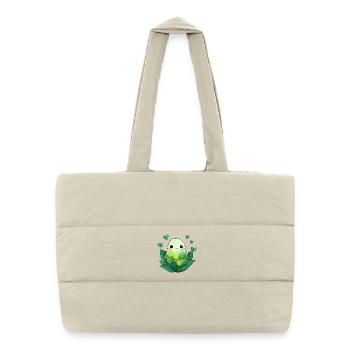 Small leaf creature in shades of green - Puffer Shopping Bag - natural - Front